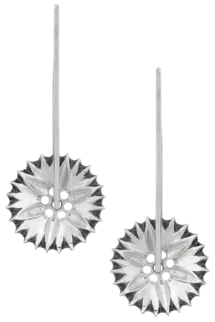 Rhodium Plated Abstract Disc Earrings by Trupti Mohta