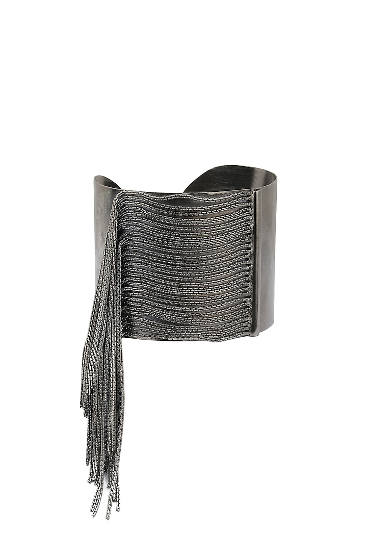 Rhodium Plated Mesh Chain Bracelet by Trupti Mohta