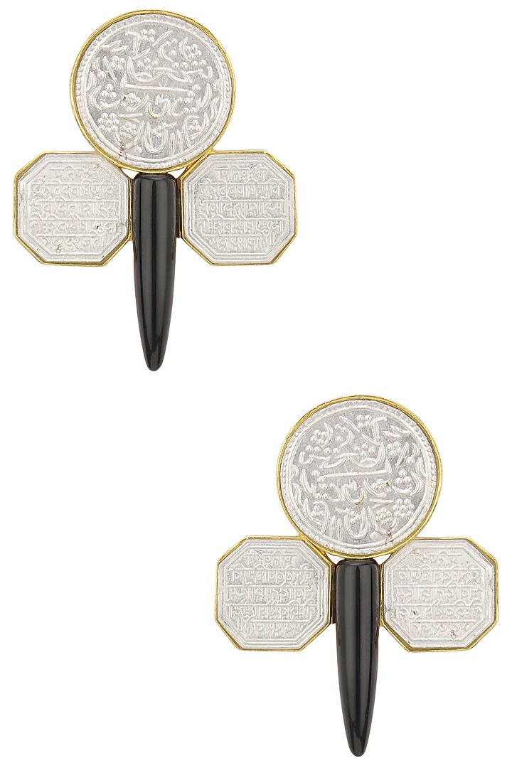 Rhodium Plated Textured Earrings by Trupti Mohta