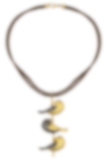 Gold Plated Bird Motif Drop Necklace by Trupti Mohta