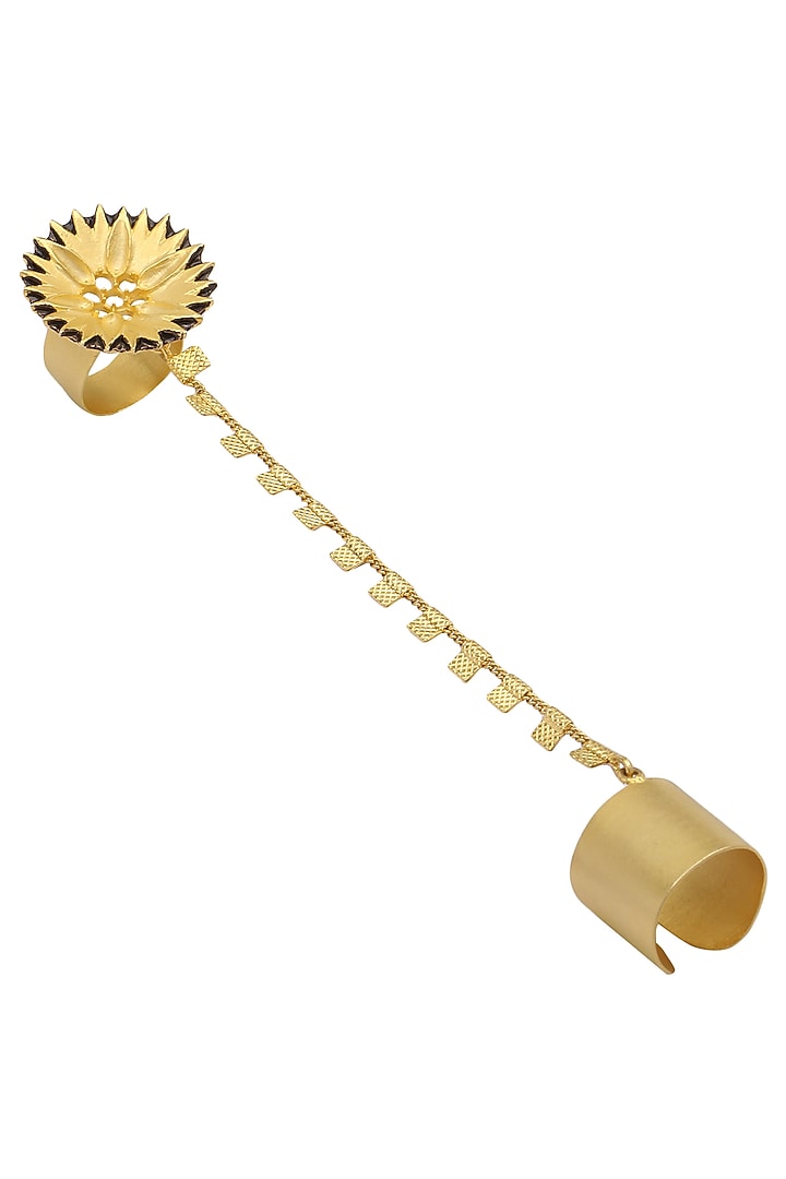 Gold plated double finger spike disc ring available only at Pernia's Pop Up Shop.