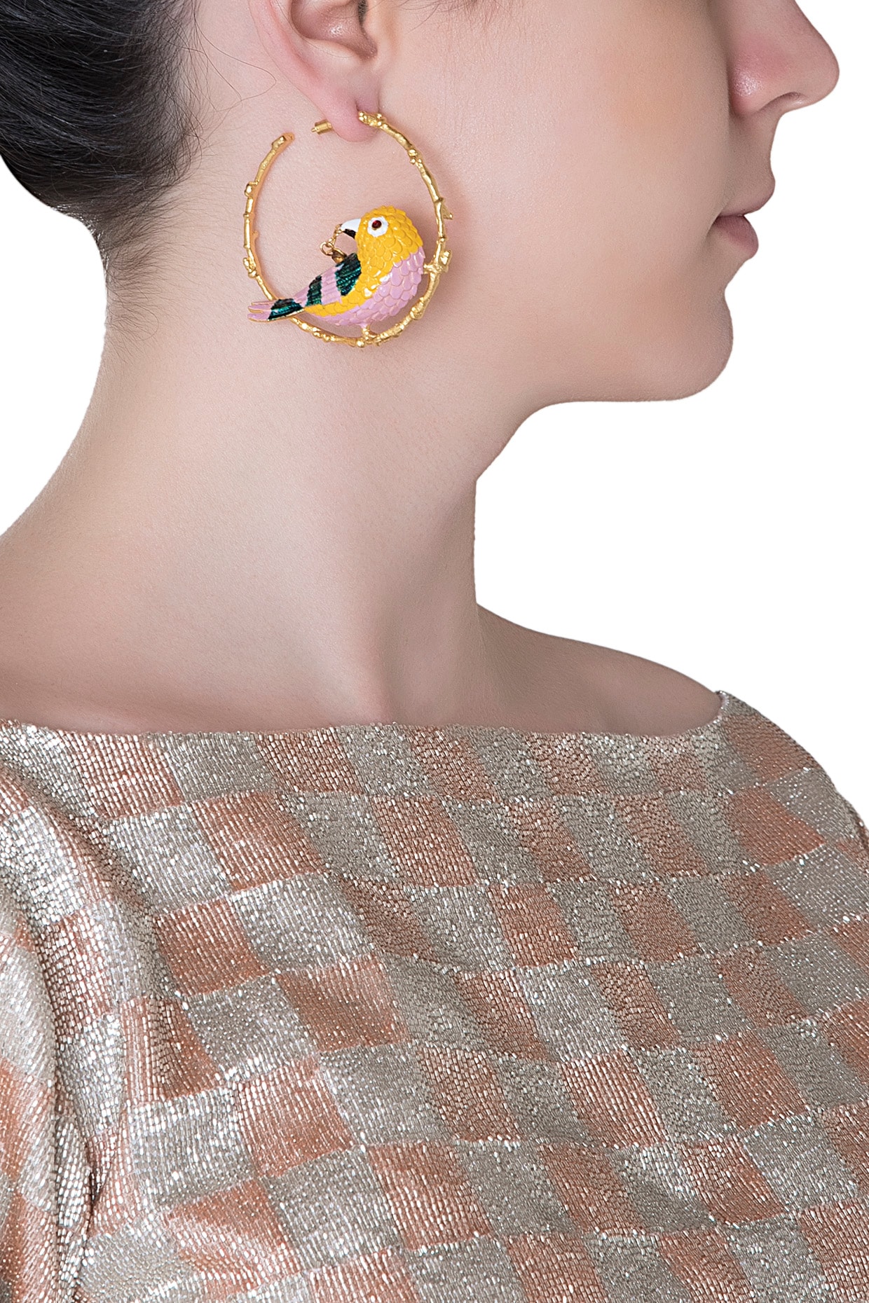 Handpainted Meenakari Work Flower Design Gold Plated Layered Pearl Jaal Hoop  Earrings for Women and Girls