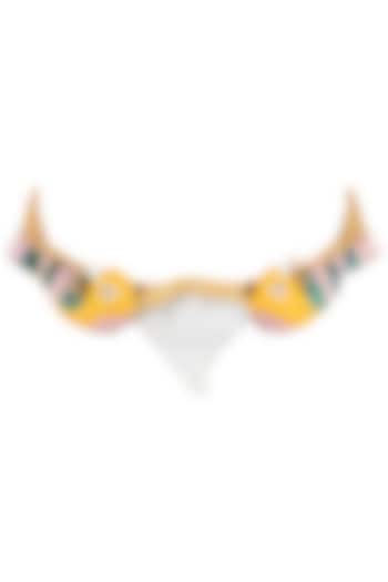 Gold plated multi coloured choker necklace by Trupti Mohta