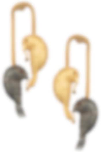 Gold Plated 2 Bird Motif Earrings by Trupti Mohta