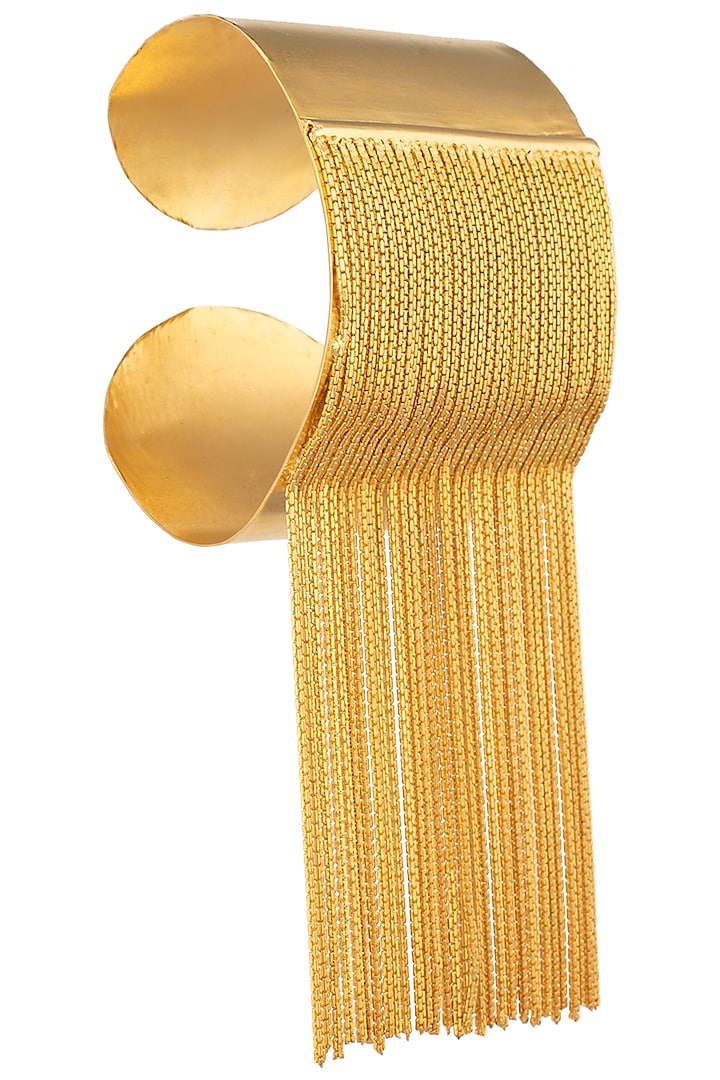 Gold Fringes Hand Cuff by Trupti Mohta