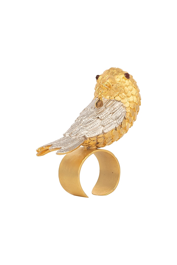 Gold and silver dual plated bird motif ring available only at Pernia's Pop Up Shop.