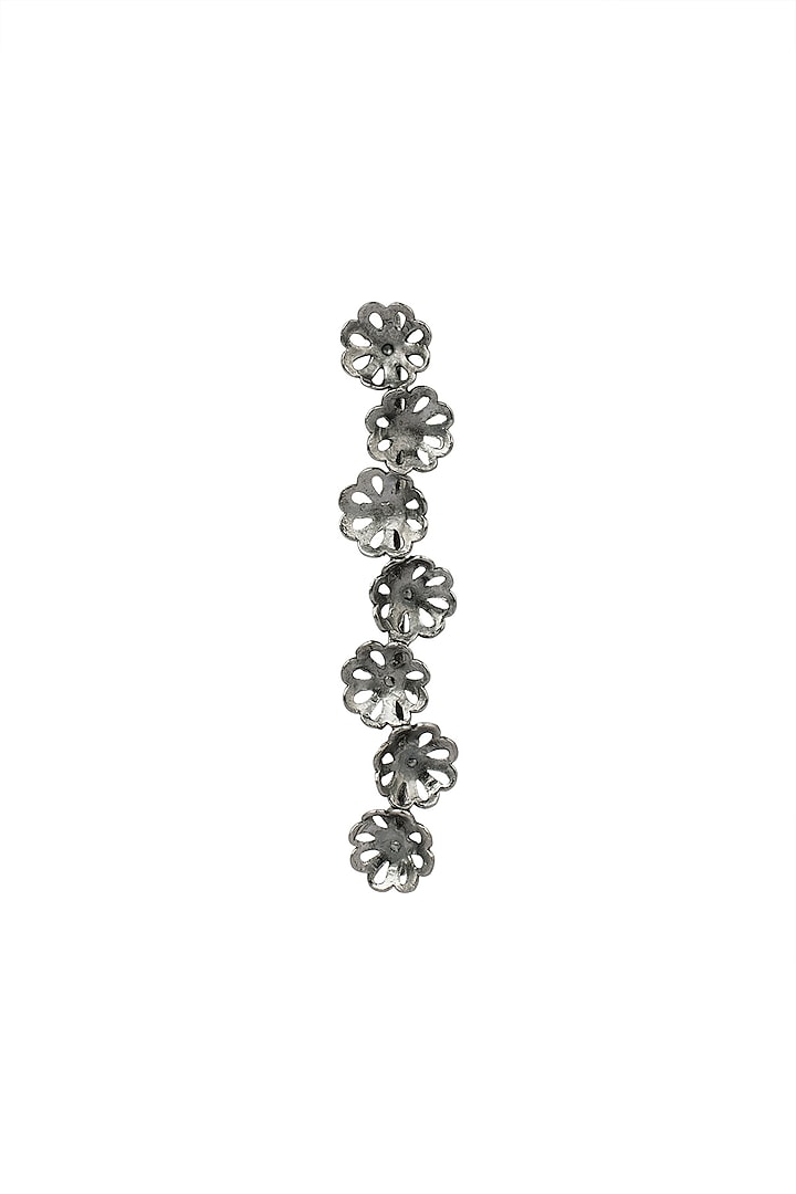 Gunmetal Plated Floral Motif Multi Double Ring by Trupti Mohta