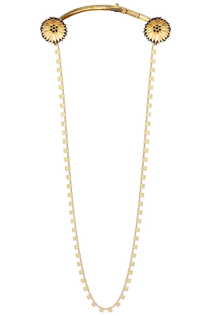 Gold Plated Floral Motif Chain Necklace by Trupti Mohta