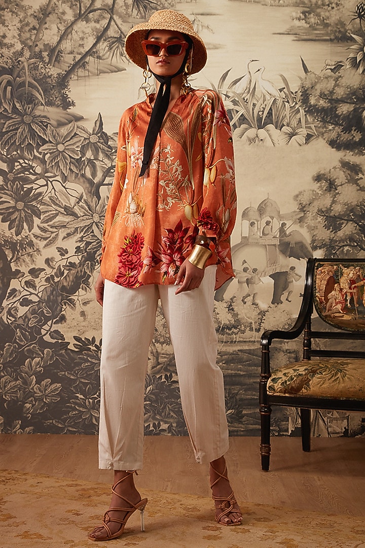 Orange Botanical Printed Tunic Set by Kalista at Pernia's Pop Up Shop