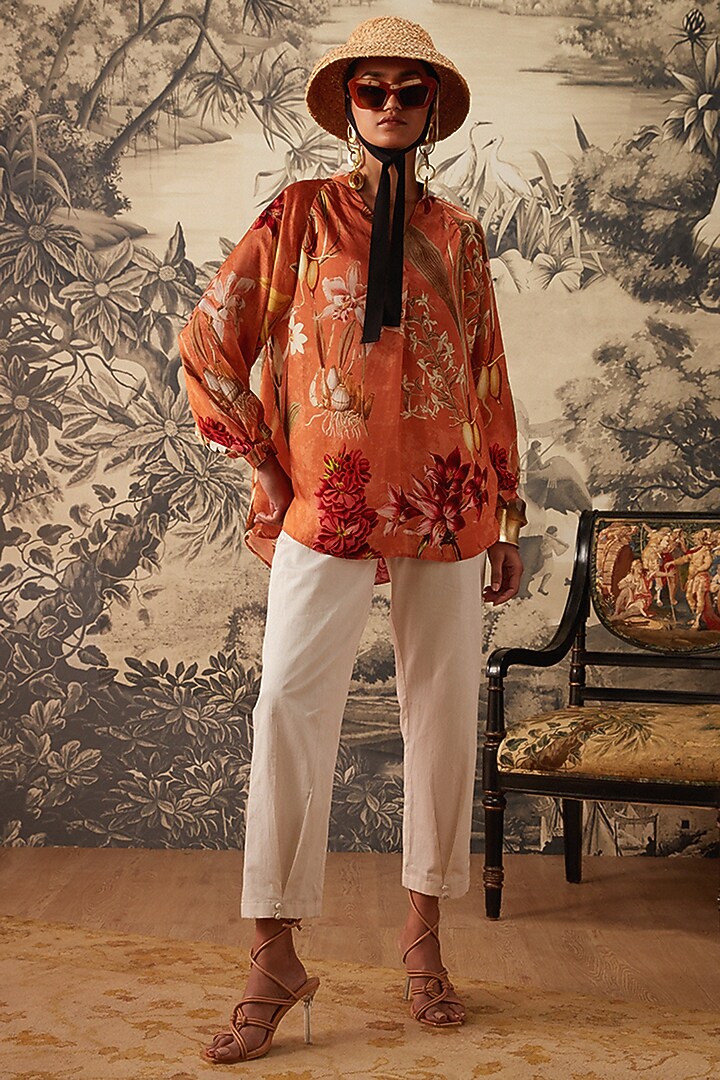Orange Botanical Printed Tunic Set by Kalista at Pernia's Pop Up Shop