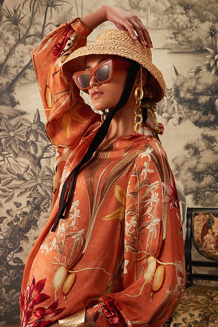 Orange Botanical Printed Tunic Set by Kalista at Pernia's Pop Up Shop