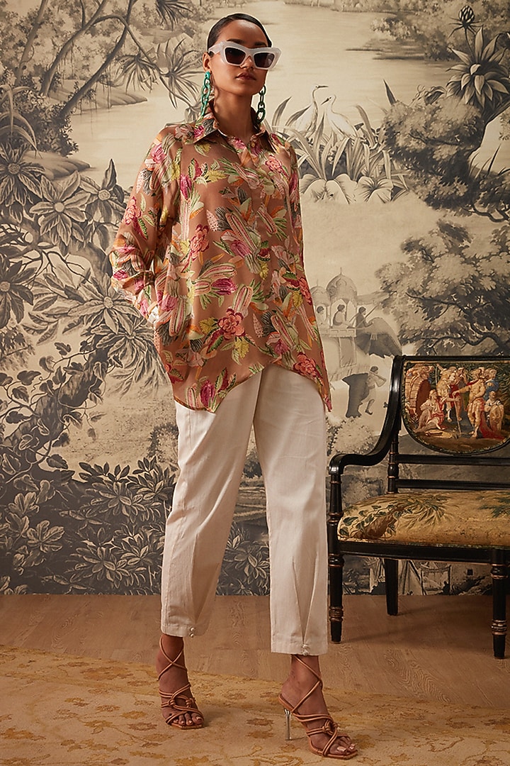 Brown Printed Tunic Set by Kalista at Pernia's Pop Up Shop