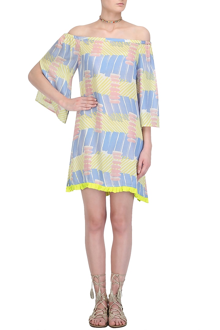 Yellow brick trick off shoulder dress available only at Pernia's Pop Up Shop.