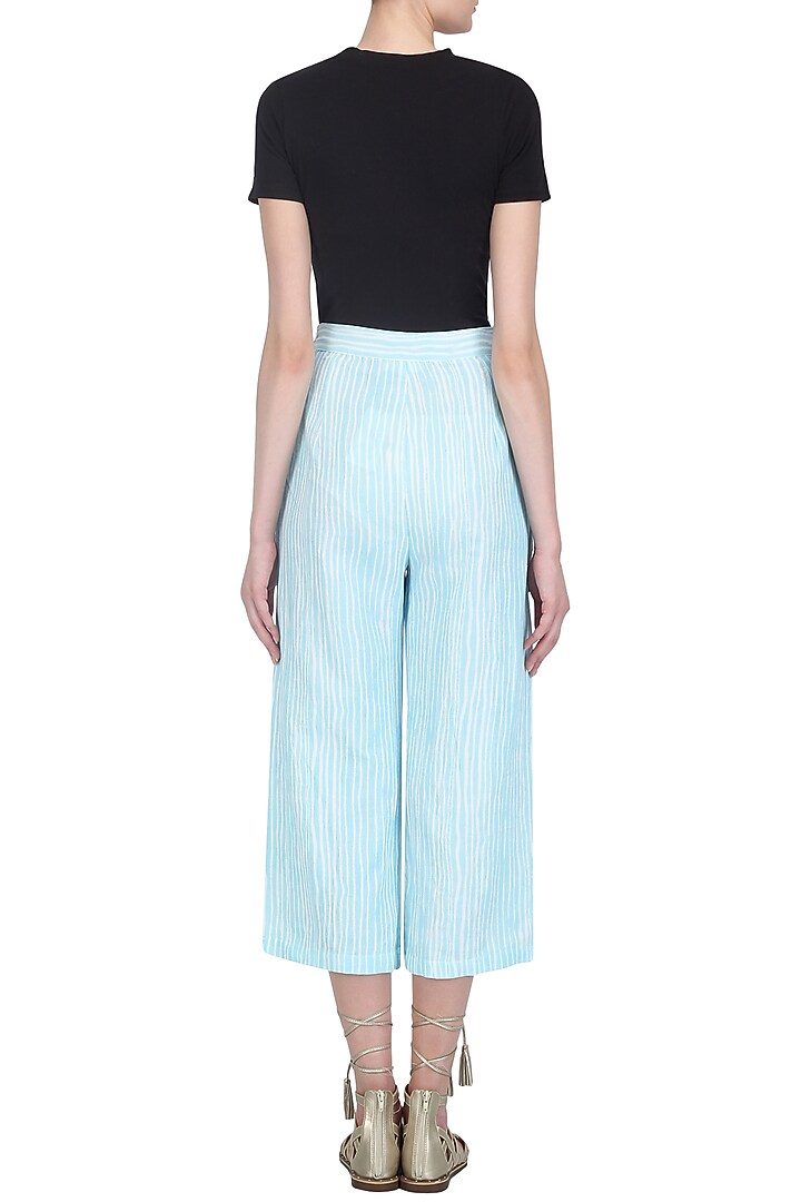 Blue pinstriped classic culouttes available only at Pernia's Pop Up Shop.