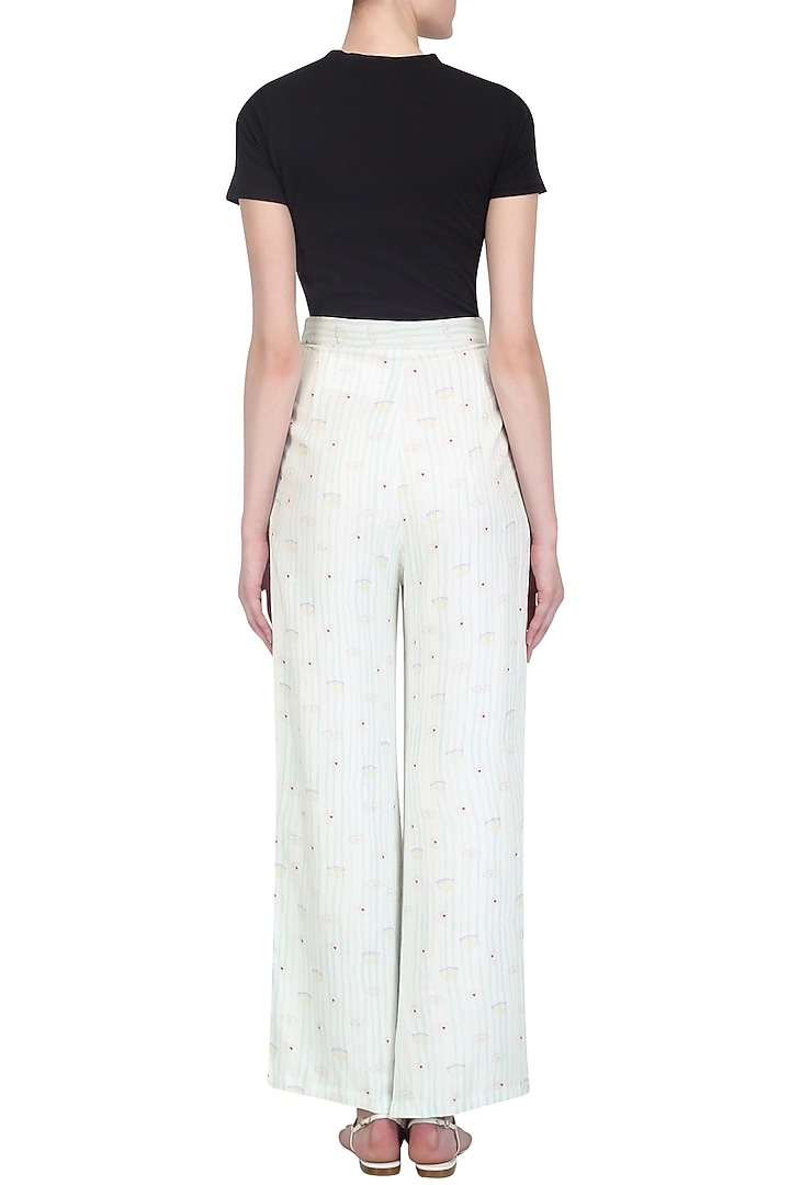 White printed high waisted pants available only at Pernia's Pop Up Shop.