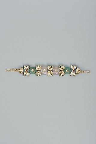Gold Finish Meenakari Bracelet In Sterling Silver by Lotus Suutra Silver