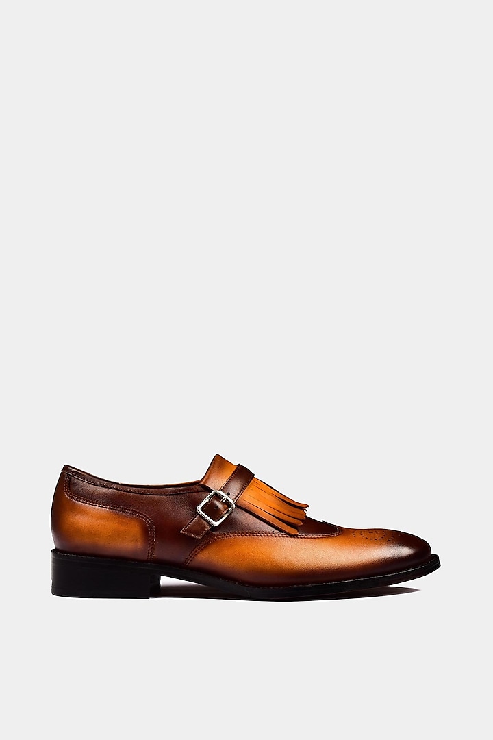 Brown Hand Stitched Shoes by Luxuro Formello