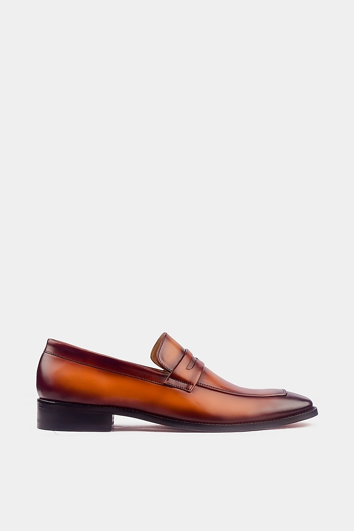 Brown Hand Painted Loafers  by Luxuro Formello