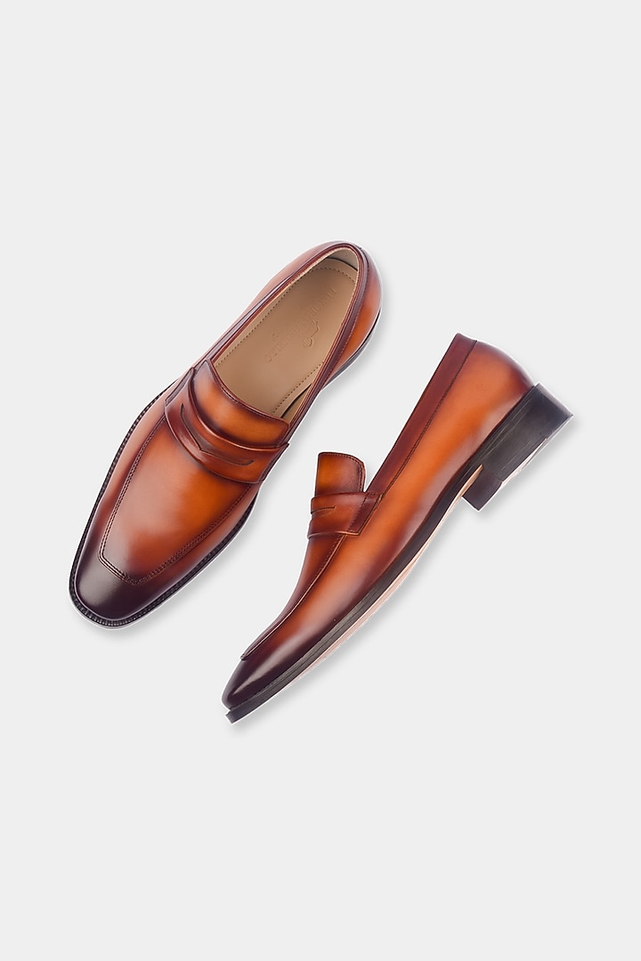 Brown Hand Painted Loafers by Luxuro Formello at Pernia's Pop Up Shop