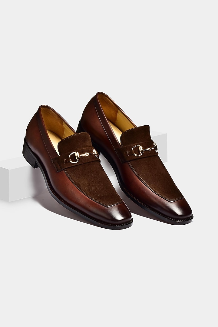 Brown Suede Leather Loafers by Luxuro Formello at Pernia's Pop Up Shop