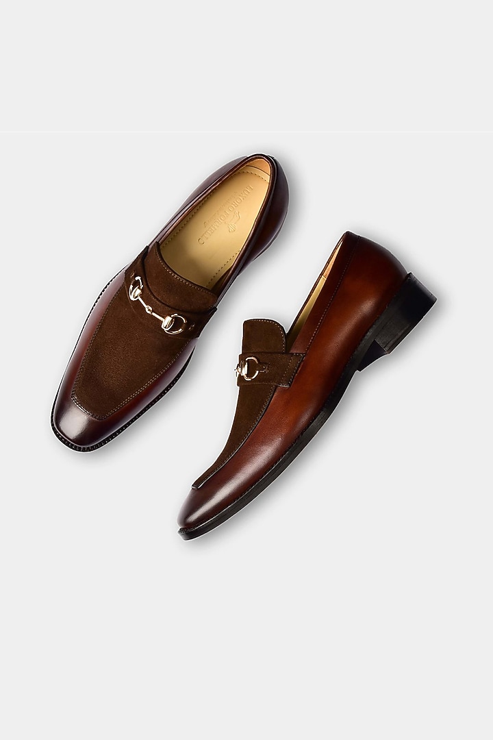 Brown Suede Leather Loafers by Luxuro Formello at Pernia's Pop Up Shop
