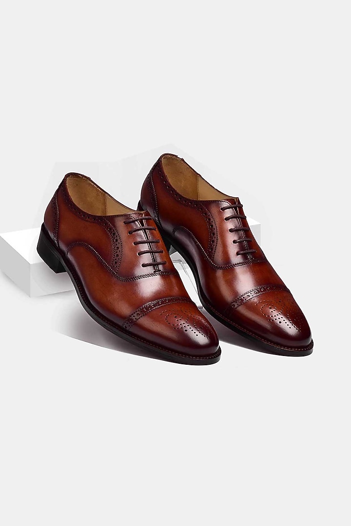Brown Hand Stitched Loafers by Luxuro Formello at Pernia's Pop Up Shop