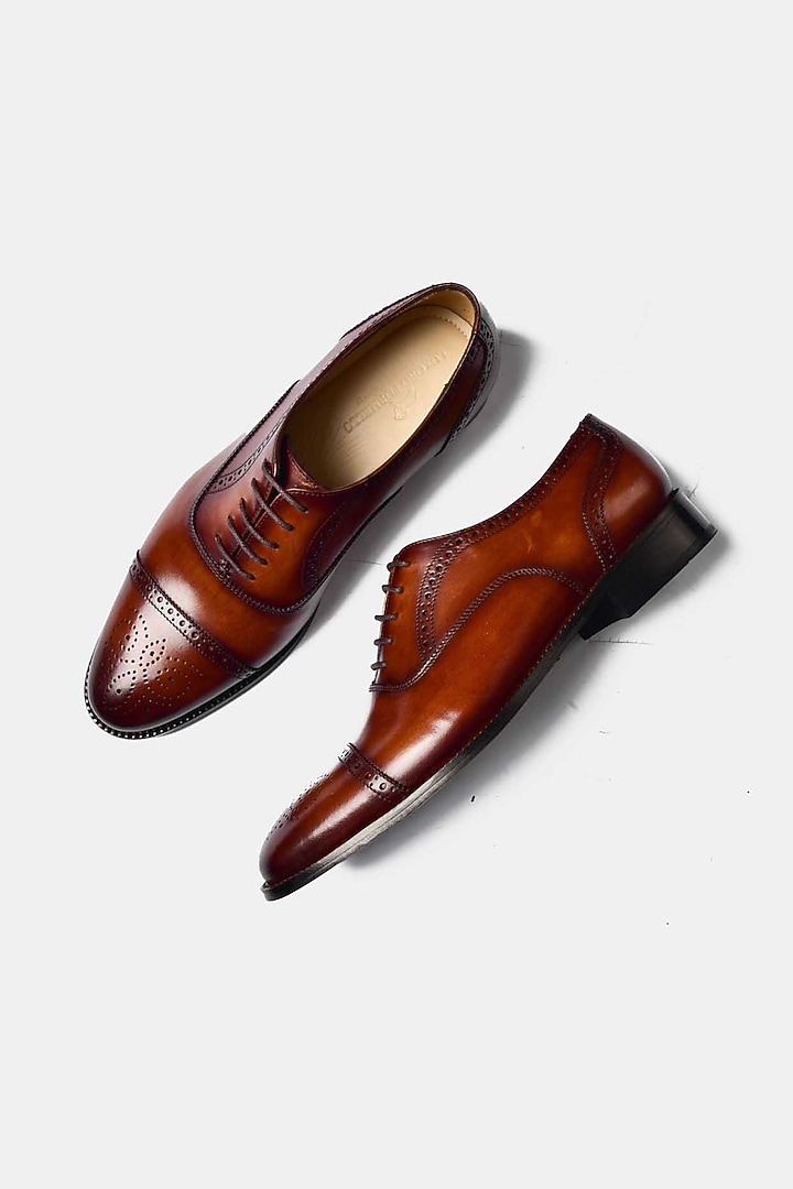 Brown Hand Stitched Loafers by Luxuro Formello at Pernia's Pop Up Shop