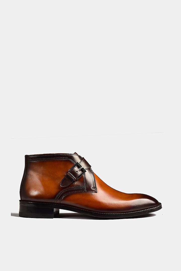 Brown Shoes With Single Buckle by Luxuro Formello