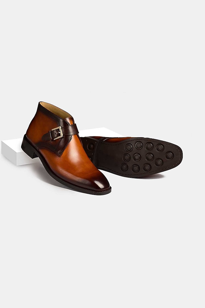 Brown Shoes With Single Buckle by Luxuro Formello at Pernia's Pop Up Shop