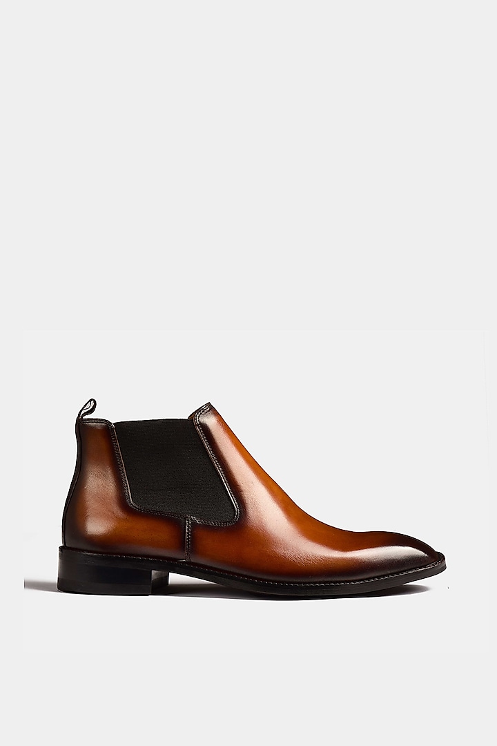 Brown Hand Dyed Chelsea Boots by Luxuro Formello