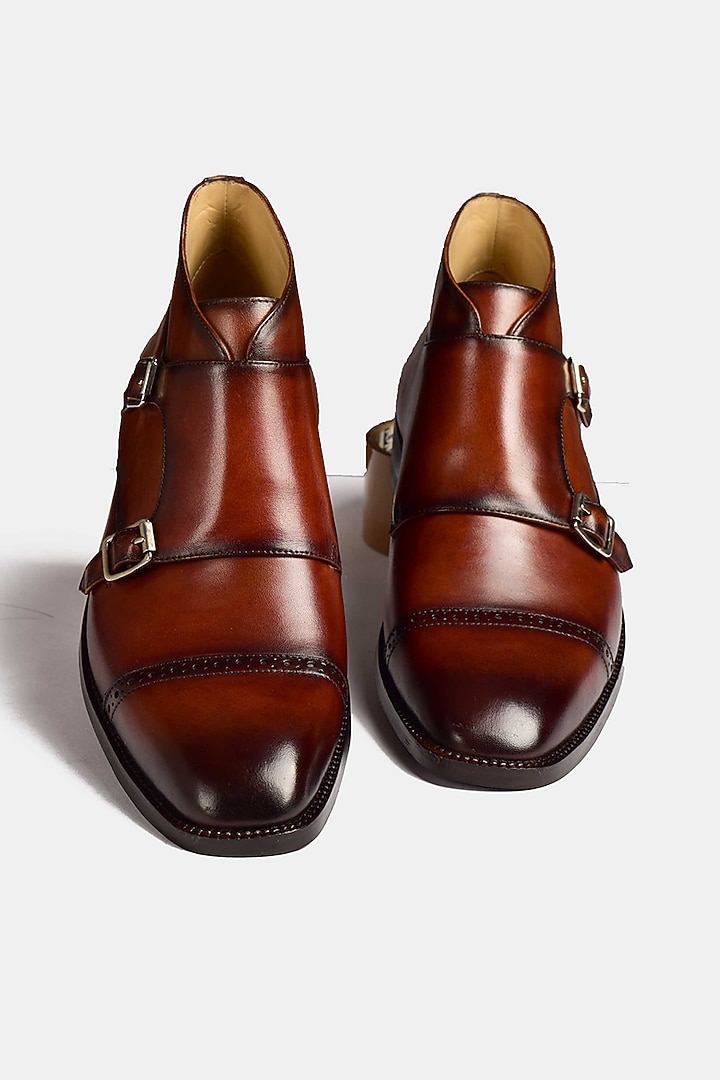 Brown Boots With Double Buckles by Luxuro Formello at Pernia's Pop Up Shop
