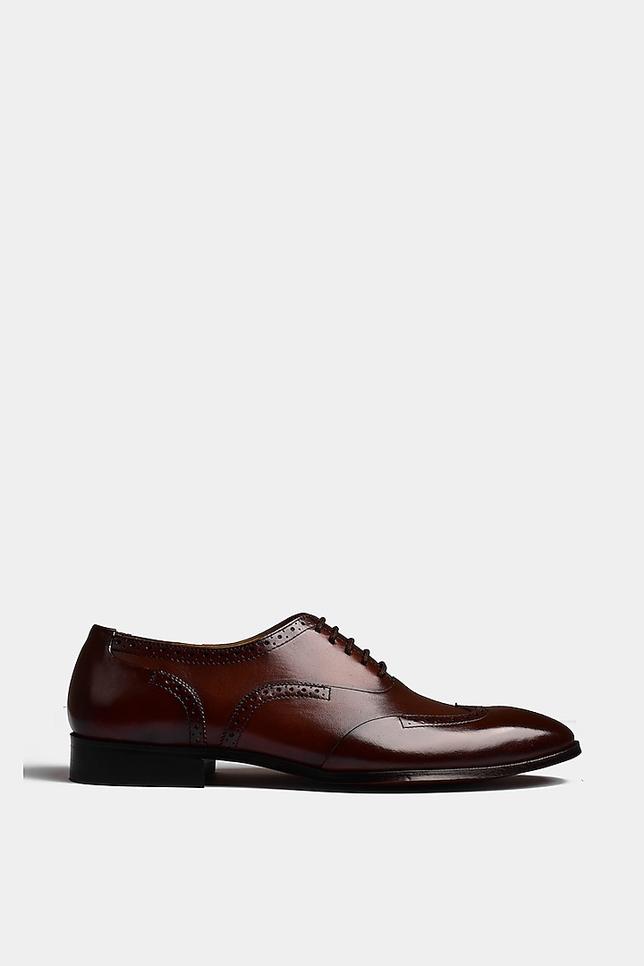 Tabacco Brown Calf Leather Shoes by Luxuro Formello