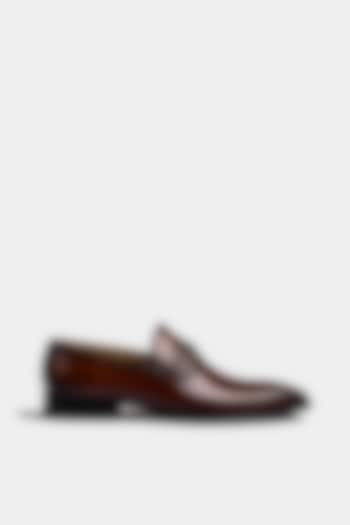 Chocolate Calf Leather Loafers by Luxuro Formello