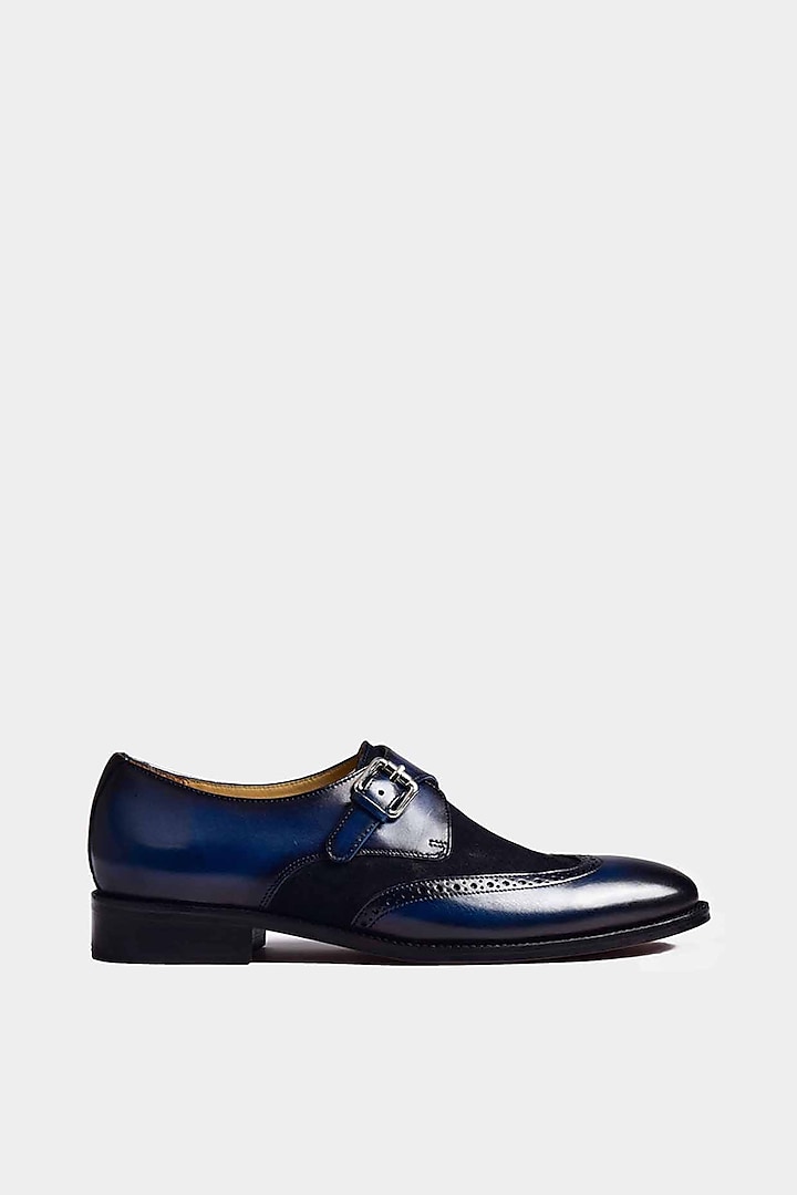 Blue Monk Strapped Shoes by Luxuro Formello