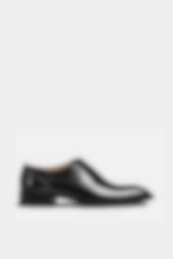 Black Calf Leather Lace Up Shoes by Luxuro Formello