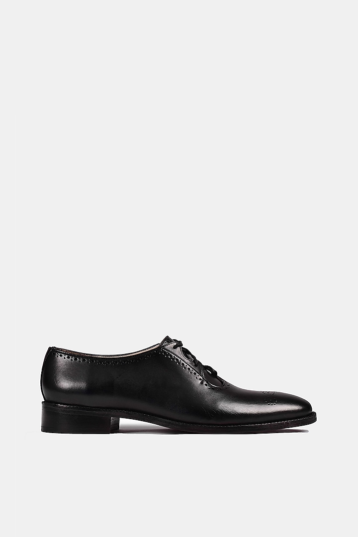 Black Calf Leather Hand Painted Shoes by Luxuro Formello