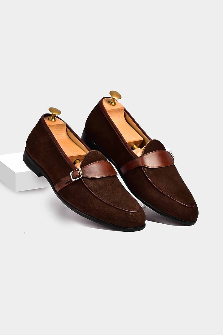 Brown Buckle Strap Loafers by Luxuro Formello at Pernia's Pop Up Shop
