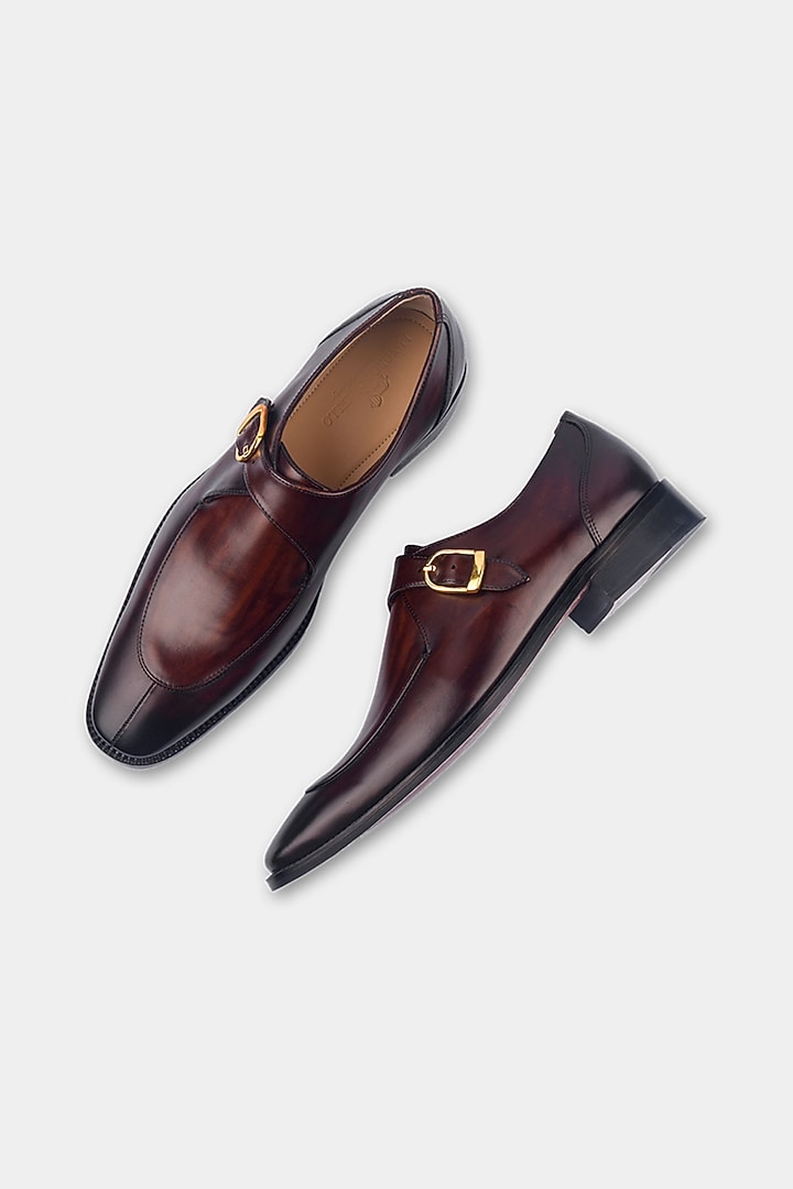 Brown Single Monk Strappy Loafers by Luxuro Formello at Pernia's Pop Up Shop