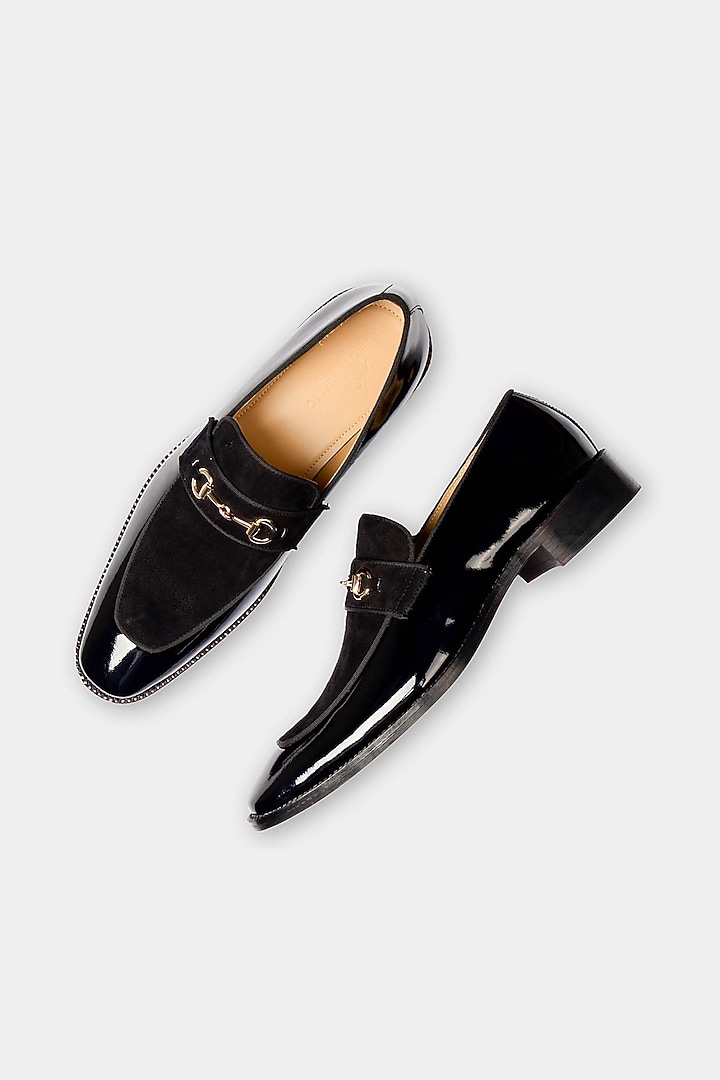 Black Suede Leather Hand Stitched Loafers by Luxuro Formello at Pernia's Pop Up Shop