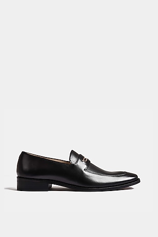 Black Hand Stitched Loafers by Luxuro Formello