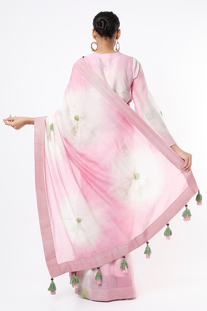 Pink Maheshwari Silk Festive Saree Set by Lugda by DIHI at Pernia's Pop Up Shop