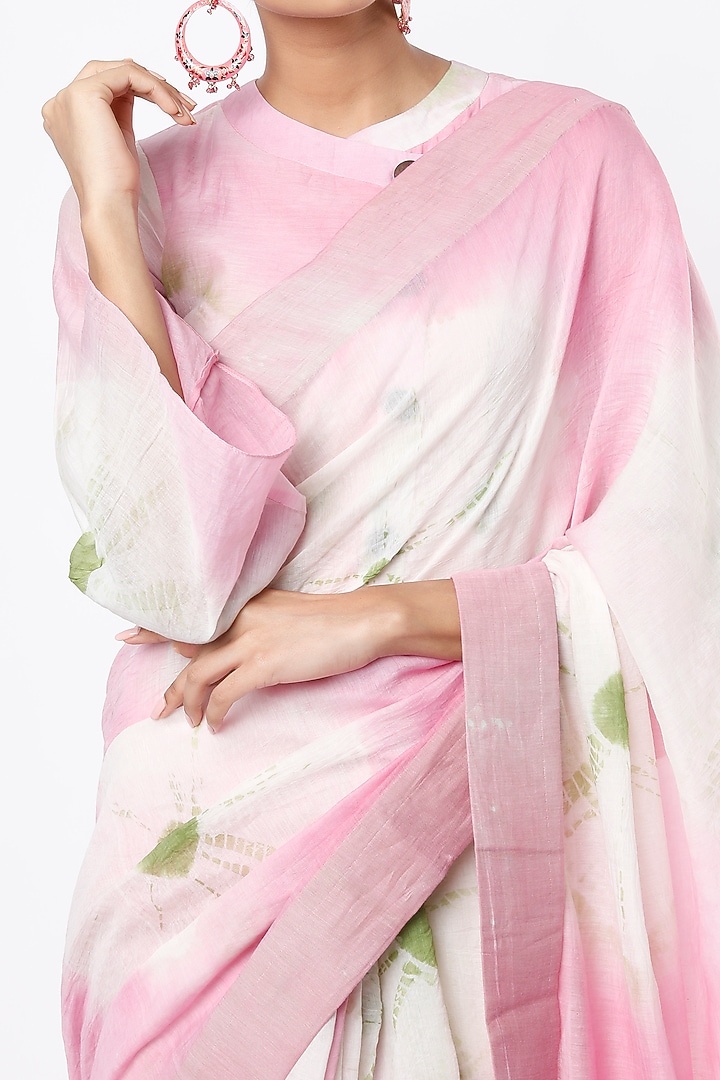 Pink Maheshwari Silk Festive Saree Set by Lugda by DIHI at Pernia's Pop Up Shop