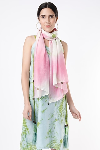 Blush Pink Tie-Dye Scarf by Lugda by DIHI