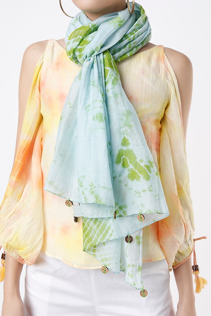 Sky Blue Tie-Dye Scarf by Lugda by DIHI at Pernia's Pop Up Shop
