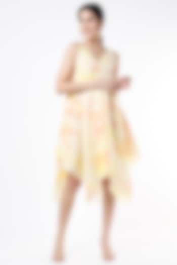 Yellow Tie-Dye High-Low Dress by Lugda by DIHI