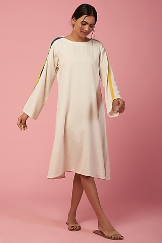 Off-White Khadi Cotton Dress by Lugda by DIHI