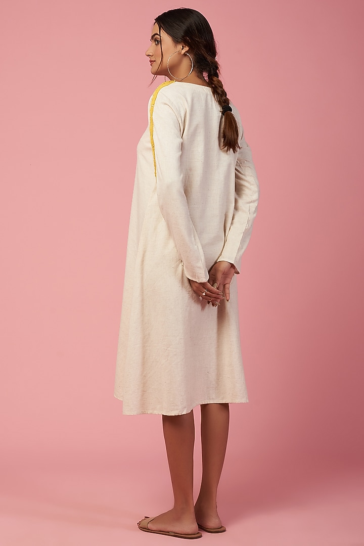 Off-White Khadi Cotton Summer Dress by Lugda by DIHI at Pernia's Pop Up Shop