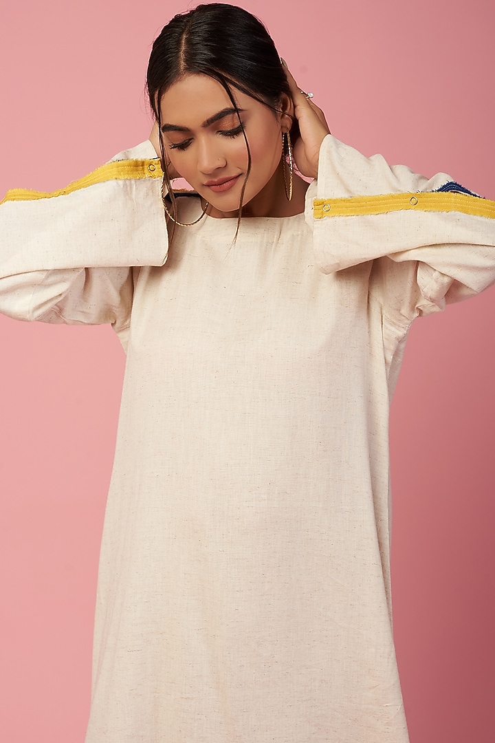 Off-White Khadi Cotton Summer Dress by Lugda by DIHI at Pernia's Pop Up Shop