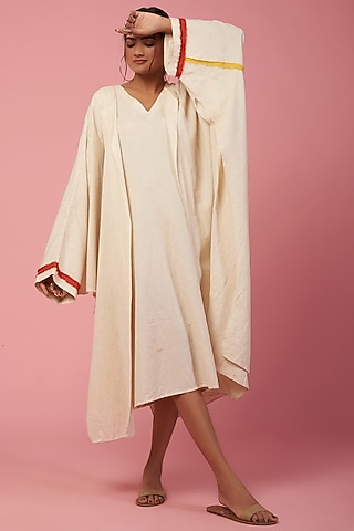 Off-White Khadi Cotton Oversized Jacket by Lugda by DIHI