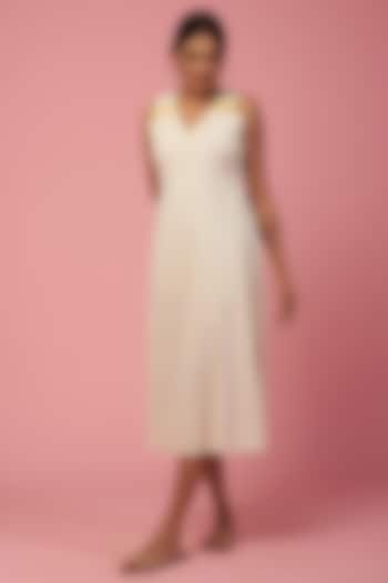 Off-White Khadi Cotton Dress by Lugda by DIHI